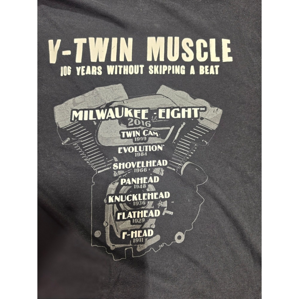 Harley-Davidson Mens V-Twin Muscle Engine Evolution Graphic T-Shirt Black XL